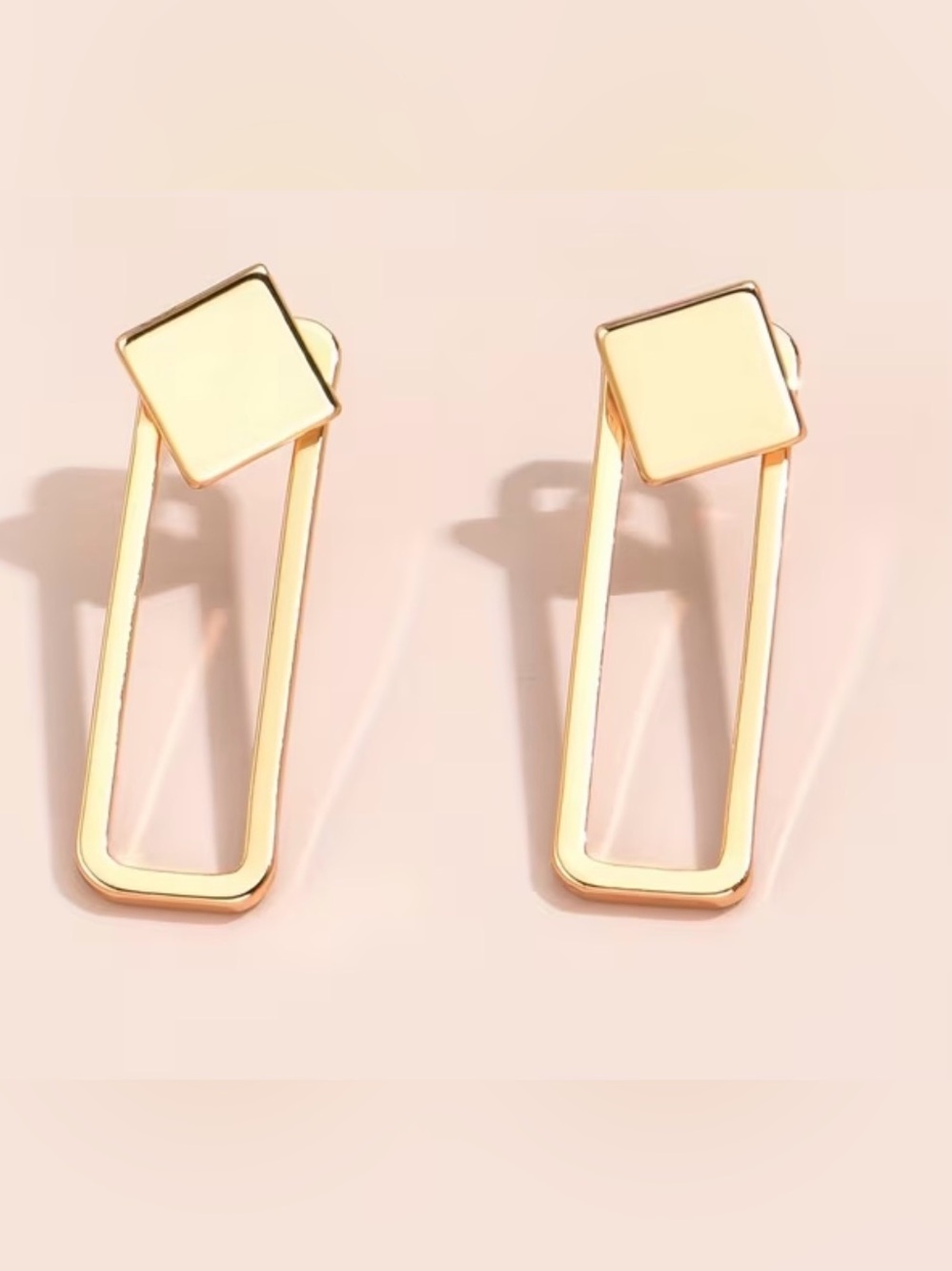 Gold Rectangular Earrings Jacket